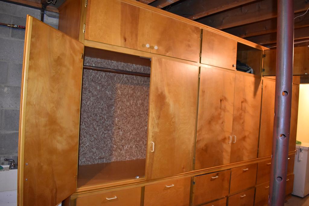 Storage cabinets in basement area