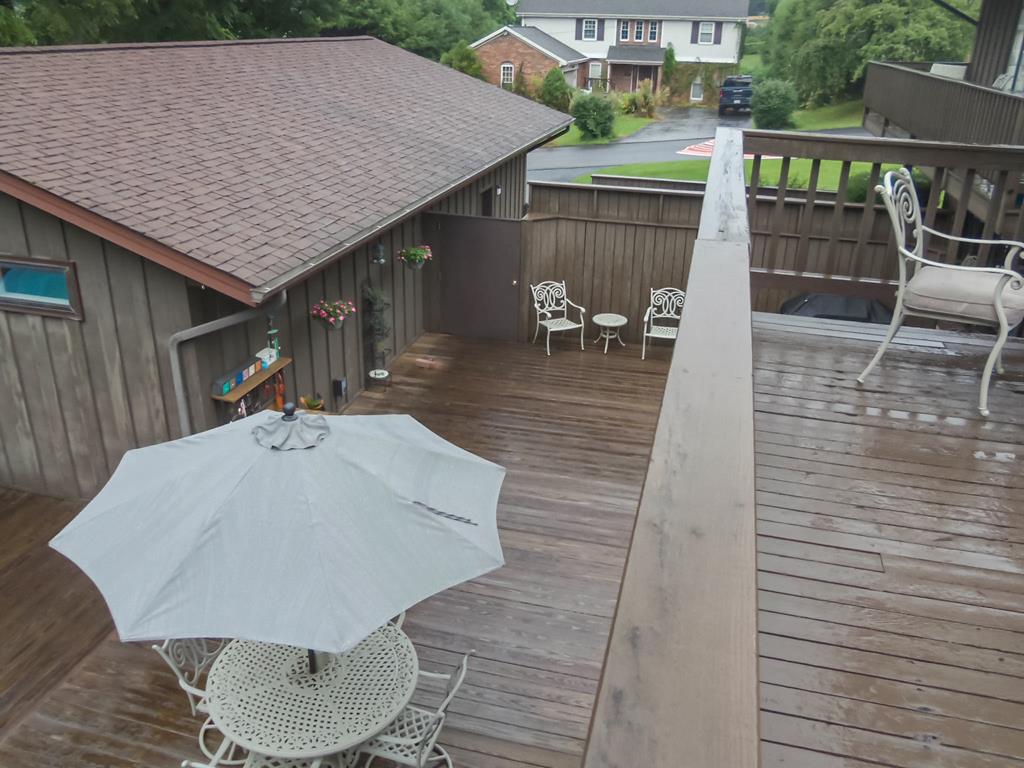 Looking down on enclosed deck